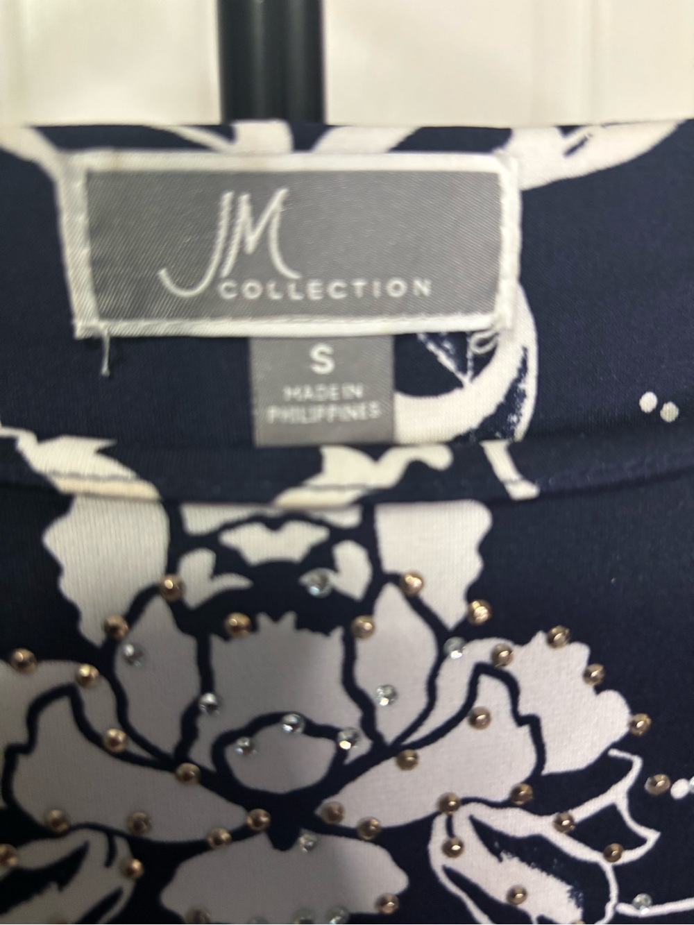 JM Collection Black and White Floral Long-Sleeve Shift Dress - Picture 3 of 6
